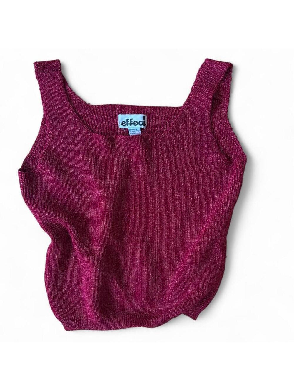 Vintage 90s deep pink/red sparkly knit tank top